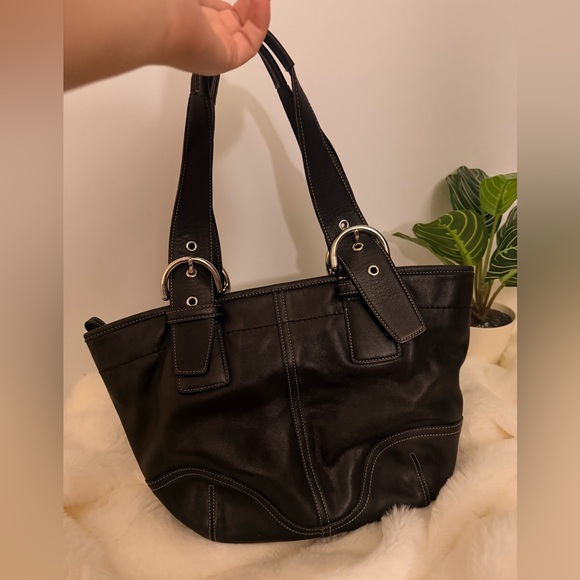 Coach Black Leather Tote Bag - Picture 6 of 15